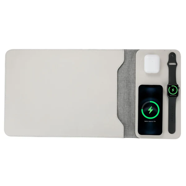 Wireless charging tablet bag for phone/earbuds/iwatch