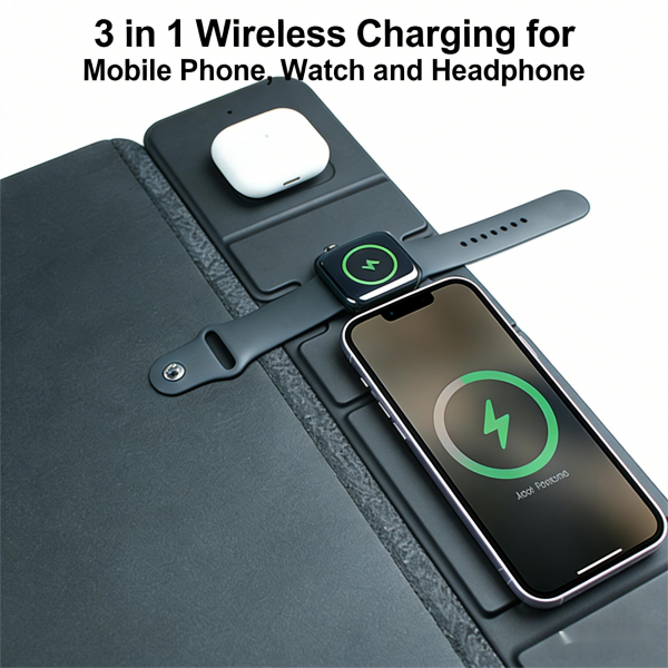 upgrade wireless charging desk mat with phone holder