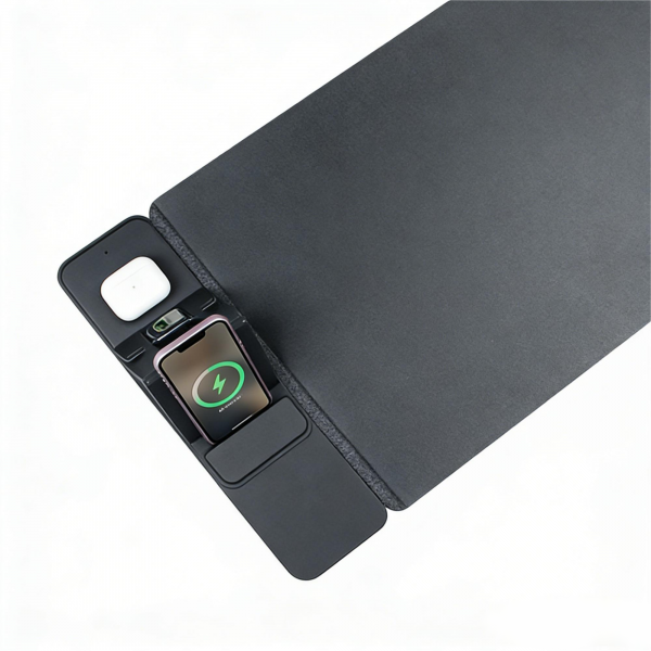 upgrade wireless charging desk mat with phone holder